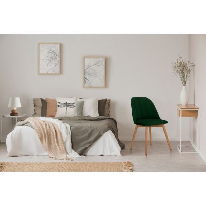 Καρέκλα τραπεζαρίας BAKERI 86x48 εκ. σκούρο πράσινο/φωτεινή δρυς