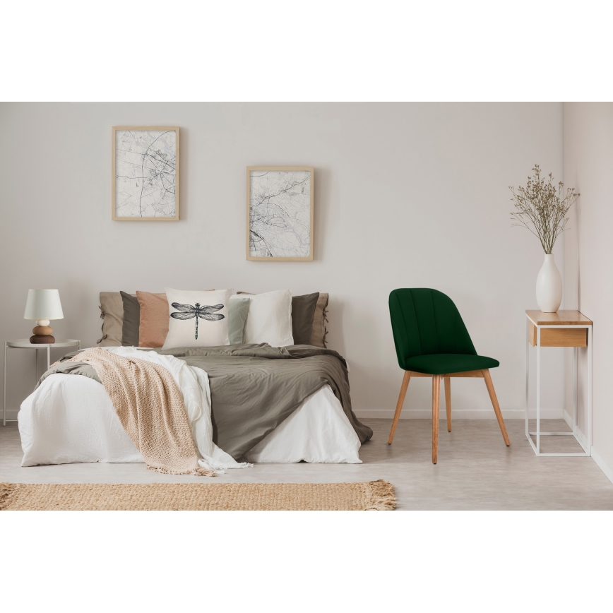 Καρέκλα τραπεζαρίας BAKERI 86x48 εκ. σκούρο πράσινο/φωτεινή δρυς