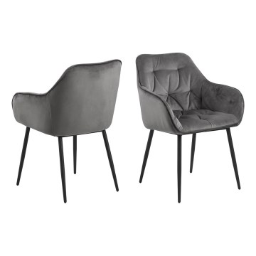 Καρέκλα τραπεζαρίας με μπράτσα AYLIN 1 τμχ σκούρο γκρι