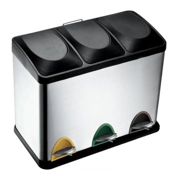 Κάδος διαλογής απορριμμάτων 24 l μαύρος/ανοξείδωτος