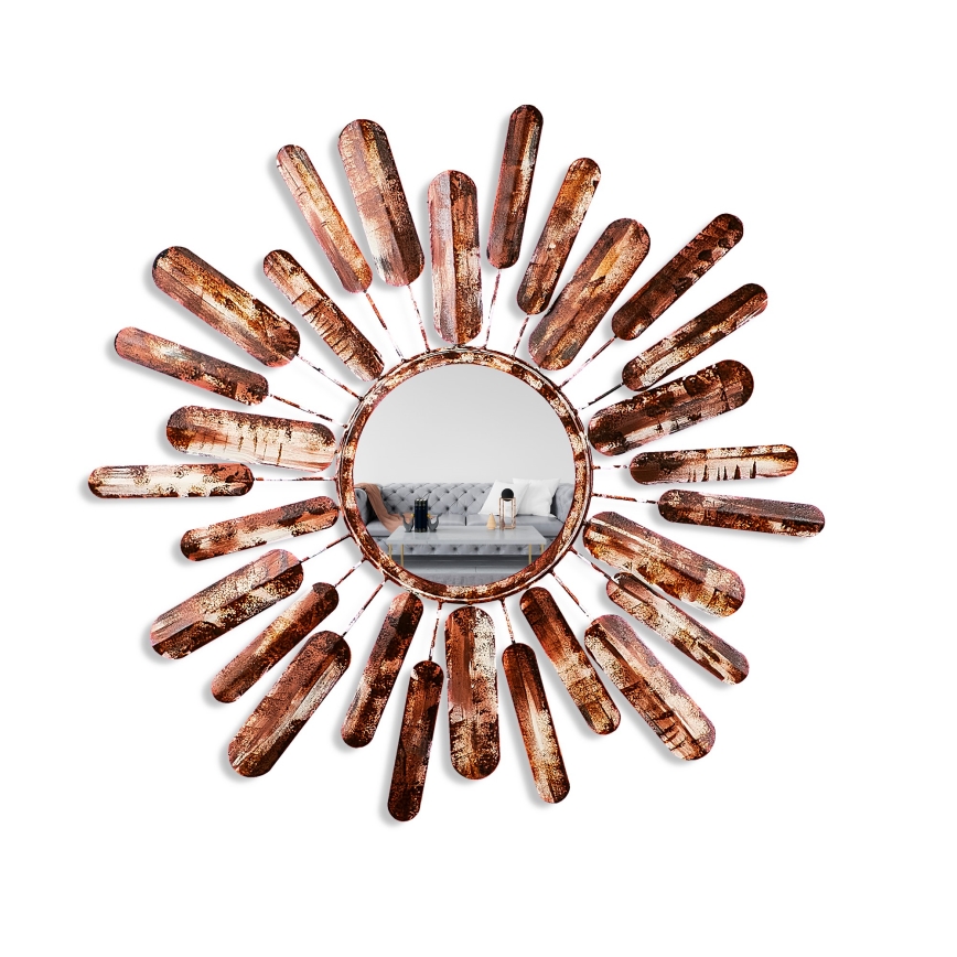 Καθρέφτης τοίχου ΗΛΙΟΣ διάμετρος 75 cm καφέ