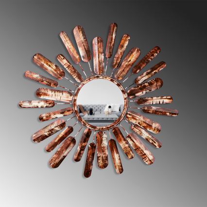 Καθρέφτης τοίχου ΗΛΙΟΣ διάμετρος 75 cm καφέ