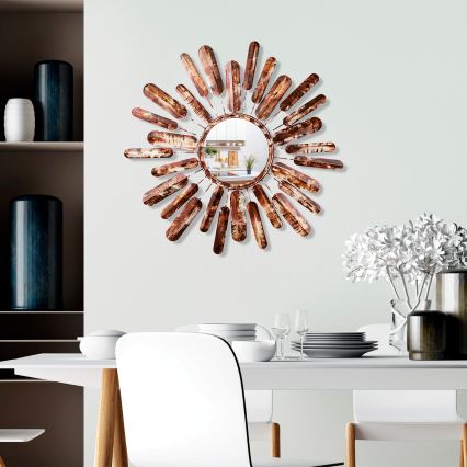 Καθρέφτης τοίχου ΗΛΙΟΣ διάμετρος 75 cm καφέ