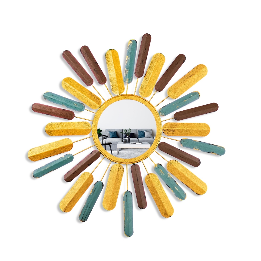 Καθρέφτης τοίχου ΗΛΙΟΣ διάμετρος 75 cm κίτρινο