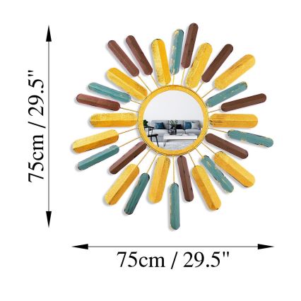 Καθρέφτης τοίχου ΗΛΙΟΣ διάμετρος 75 cm κίτρινο