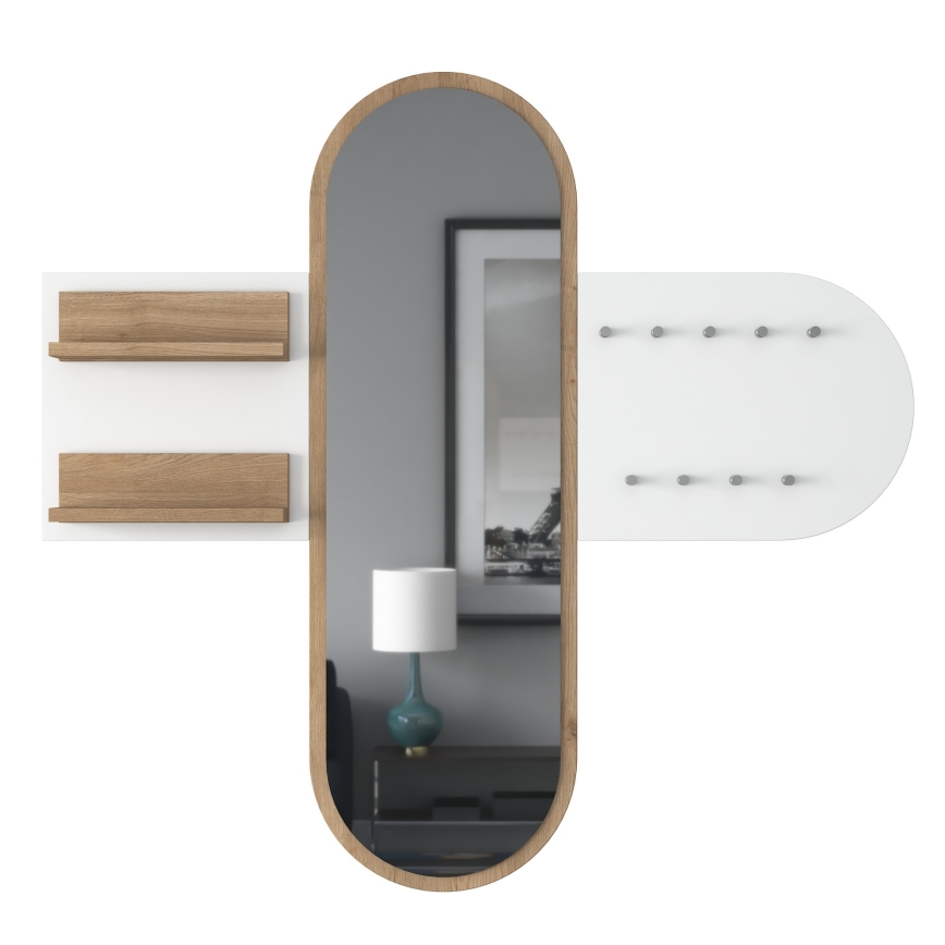 Καθρέφτης τοίχου RANI 125x120 εκ. λευκό/καφέ