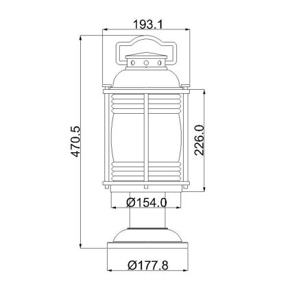 Kichler - Εξωτερικό φωτιστικό ASHLANDBAY 1xE27/60W/230V IP44 μπρονζέ