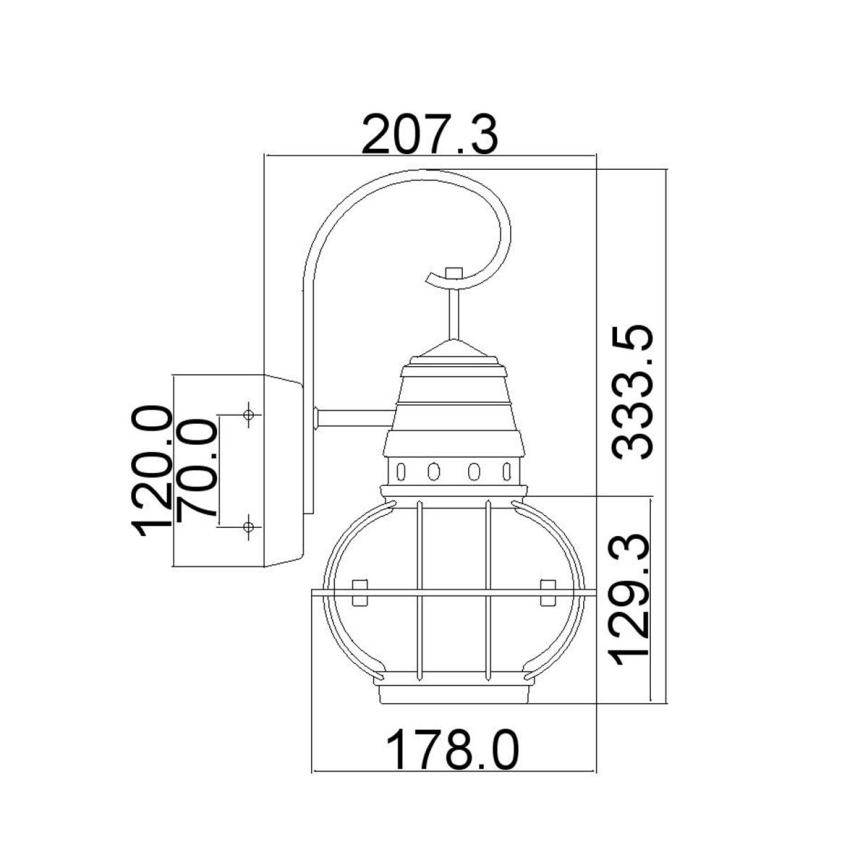 Kichler - Εξωτερικό επιτοίχιο φωτιστικό BRIDGE POINT 1xE27/60W/230V IP44 ορείχαλκος