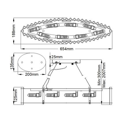 Kichler - Κρεμαστό φωτιστικό μπάνιου LED CRYSTAL SKYE 8xG9/3W/230V IP44