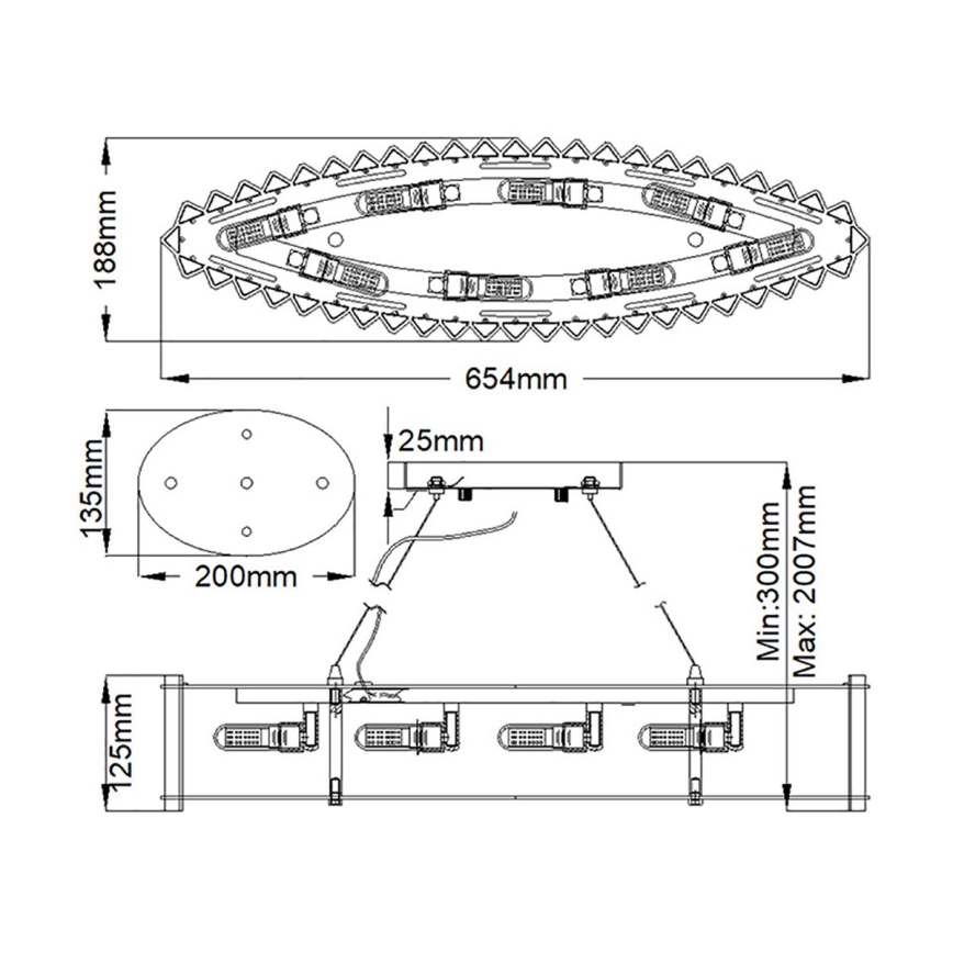 Kichler - Κρεμαστό φωτιστικό μπάνιου LED CRYSTAL SKYE 8xG9/3W/230V IP44
