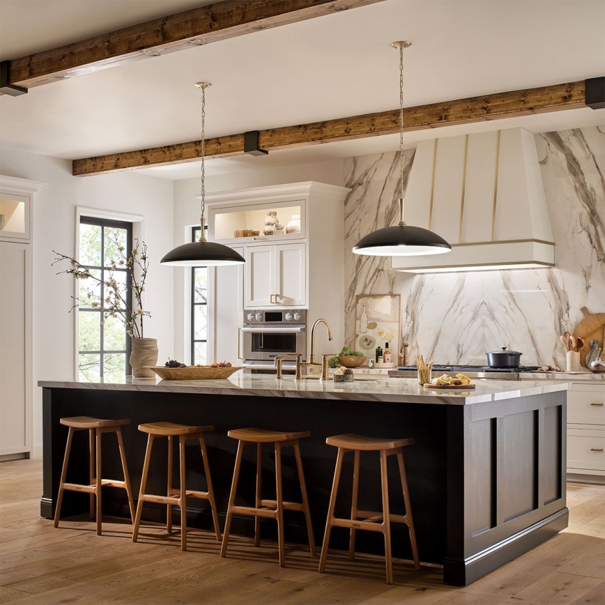 Kichler - Κρεμαστό φωτιστικό οροφής DELAROSA 1xE27/60W/230V μαύρο/ορείχαλκος