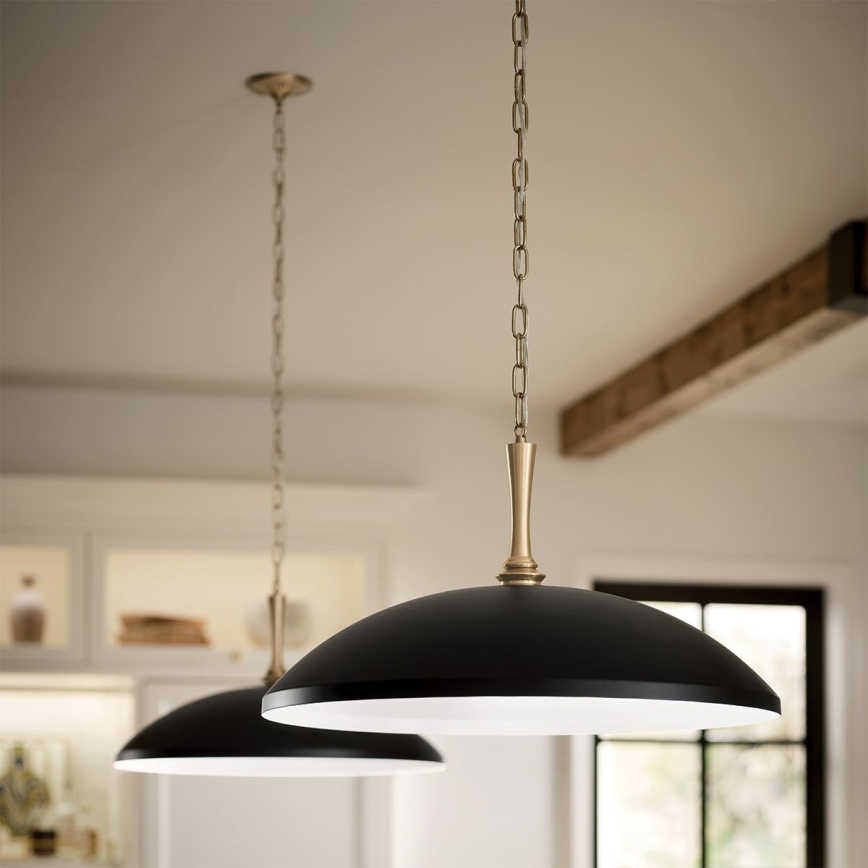 Kichler - Κρεμαστό φωτιστικό οροφής DELAROSA 1xE27/60W/230V μαύρο/ορείχαλκος