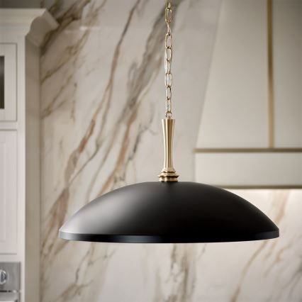 Kichler - Κρεμαστό φωτιστικό οροφής DELAROSA 1xE27/60W/230V μαύρο/ορείχαλκος