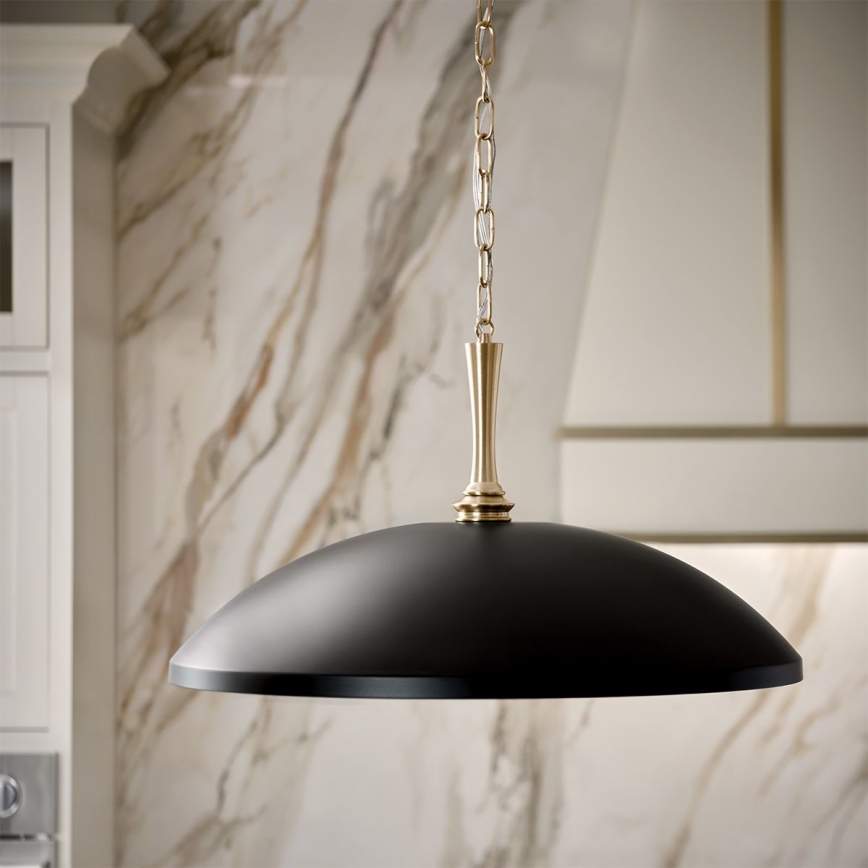 Kichler - Κρεμαστό φωτιστικό οροφής DELAROSA 1xE27/60W/230V μαύρο/ορείχαλκος