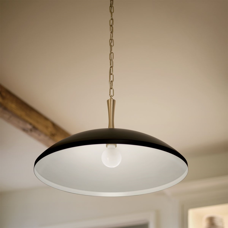 Kichler - Κρεμαστό φωτιστικό οροφής DELAROSA 1xE27/60W/230V μαύρο/ορείχαλκος