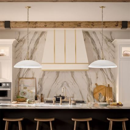 Kichler - Κρεμαστό φωτιστικό οροφής DELAROSA 1xE27/60W/230V λευκό/ορείχαλκος