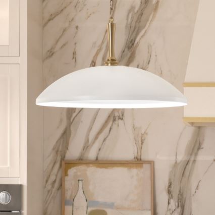 Kichler - Κρεμαστό φωτιστικό οροφής DELAROSA 1xE27/60W/230V λευκό/ορείχαλκος