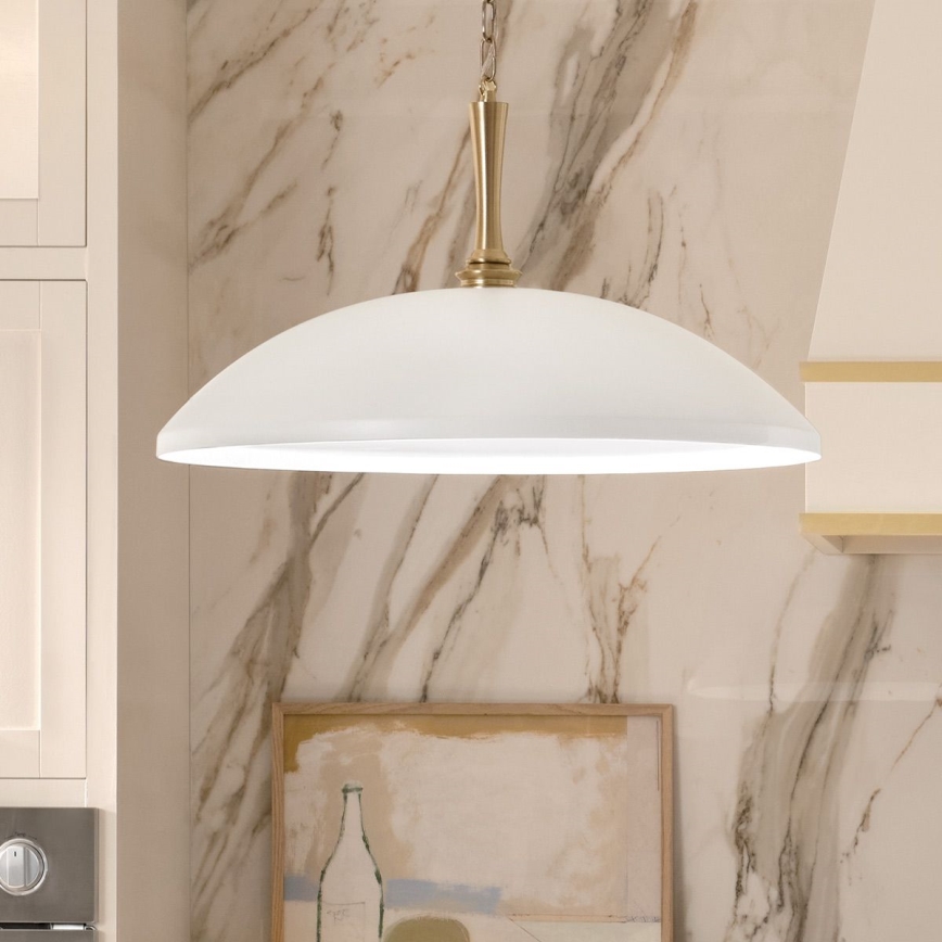 Kichler - Κρεμαστό φωτιστικό οροφής DELAROSA 1xE27/60W/230V λευκό/ορείχαλκος