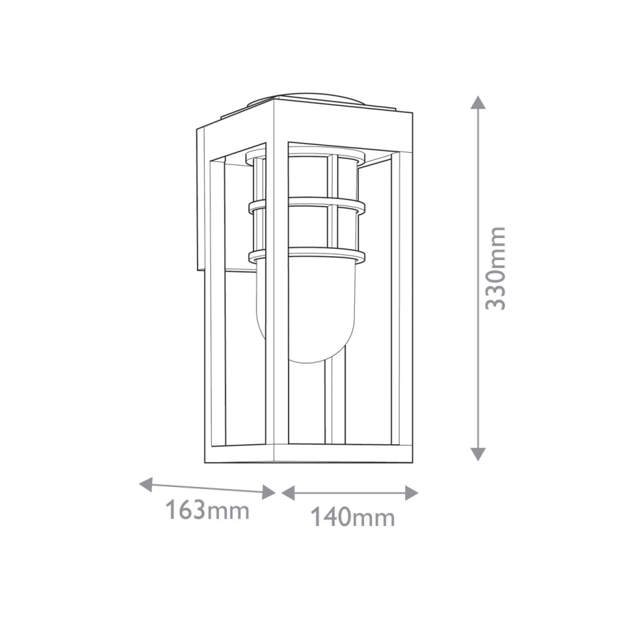 Kichler - Εξωτερικό επιτοίχιο φωτιστικό HONE S 1xE27/60W/230V IP44 μαύρο