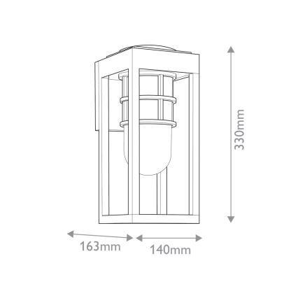 Kichler - Εξωτερικό επιτοίχιο φωτιστικό HONE S 1xE27/60W/230V IP44 μαύρο