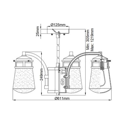 Kichler - Κρεμαστό φωτιστικό εξωτερικού χώρου on a pole LYNDON 5xE27/60W/230V IP44
