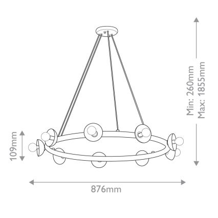 Kichler - Κρεμαστό φωτιστικό με καλώδιο PALTA 9xE14/40W/230V χρυσό