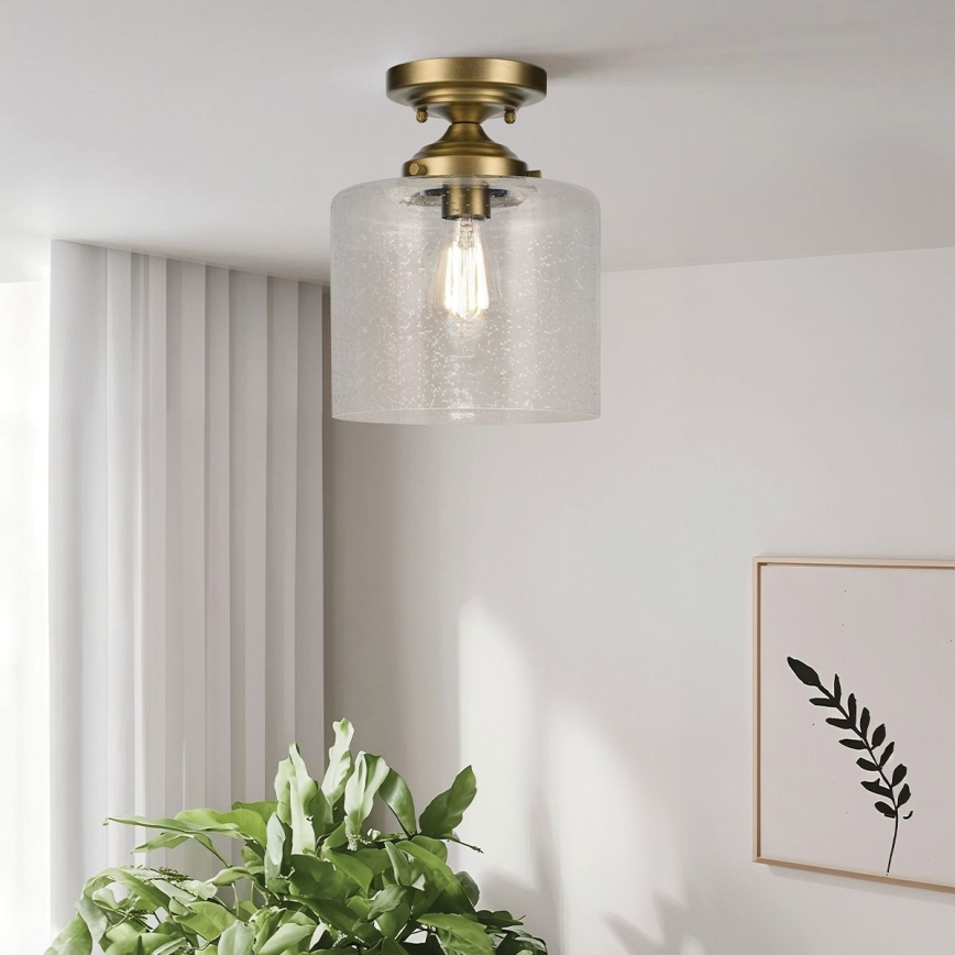 Kichler - Φωτιστικό οροφής WINSLOW 1xE27/60W/230V διάμετρος 21,6 cm ορείχαλκος