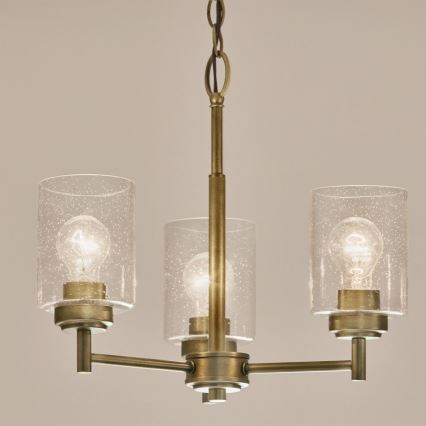 Kichler - Κρεμαστό φωτιστικό οροφής WINSLOW 3xE27/60W/230V διάμετρος 45,8 cm ορείχαλκος