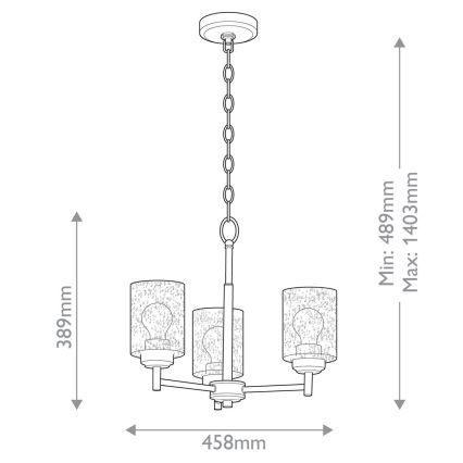 Kichler - Κρεμαστό φωτιστικό οροφής WINSLOW 3xE27/60W/230V διάμετρος 45,8 cm ορείχαλκος