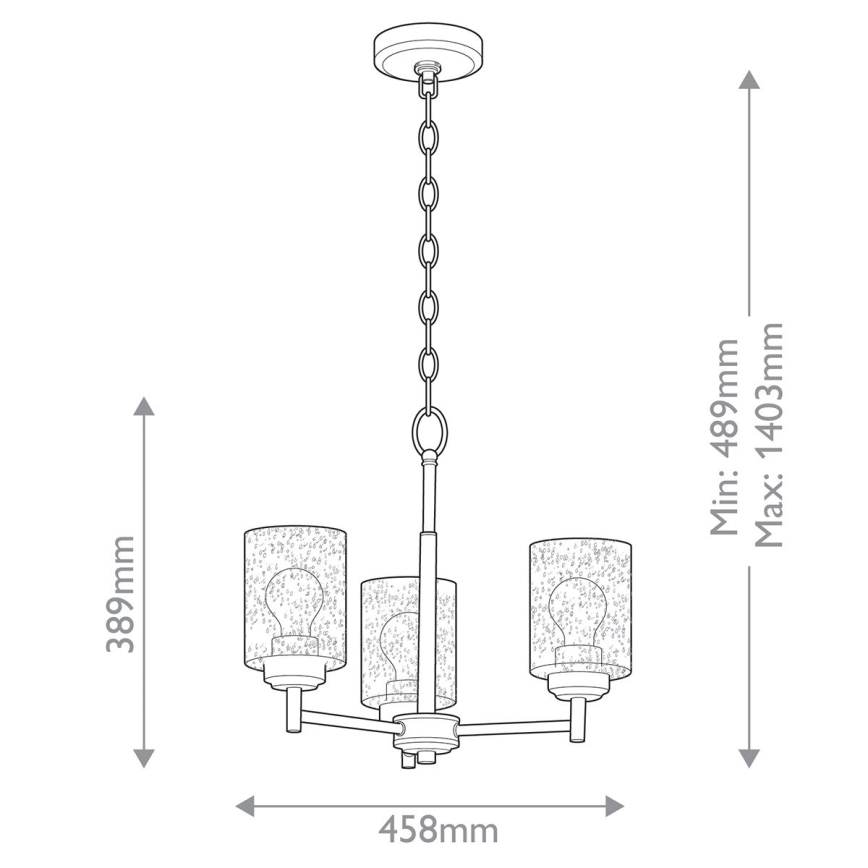 Kichler - Κρεμαστό φωτιστικό οροφής WINSLOW 3xE27/60W/230V διάμετρος 45,8 cm ορείχαλκος