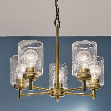 Kichler - Κρεμαστό φωτιστικό οροφής WINSLOW 5xE27/60W/230V διάμετρος 50,2 cm ορείχαλκος