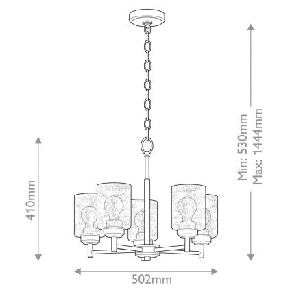 Kichler - Κρεμαστό φωτιστικό οροφής WINSLOW 5xE27/60W/230V διάμετρος 50,2 cm ορείχαλκος