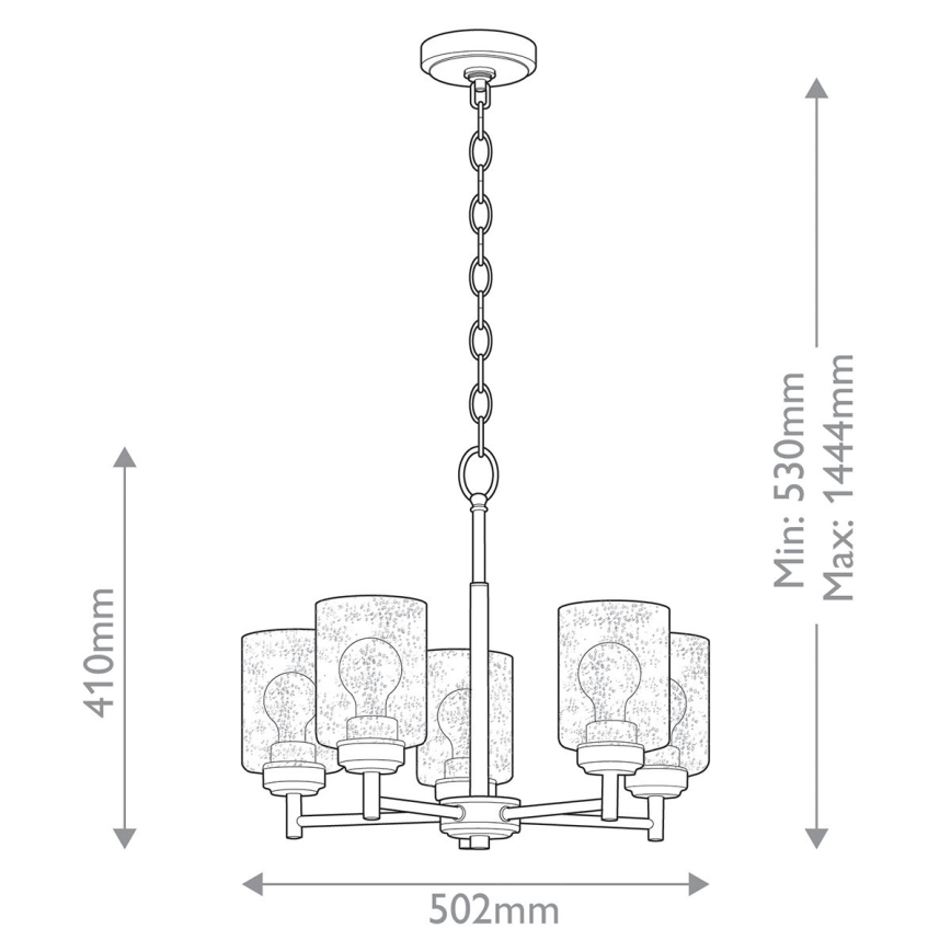 Kichler - Κρεμαστό φωτιστικό οροφής WINSLOW 5xE27/60W/230V διάμετρος 50,2 cm ορείχαλκος