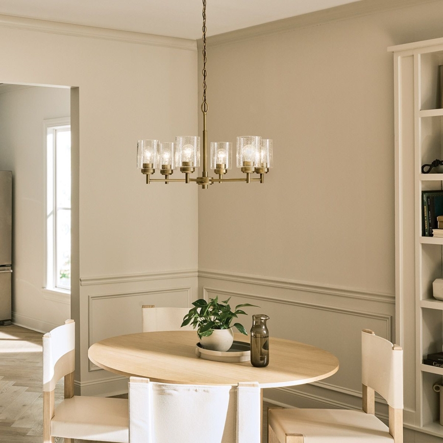 Kichler - Κρεμαστό φωτιστικό οροφής WINSLOW 6xE27/60W/230V διάμετρος 66 cm ορείχαλκος