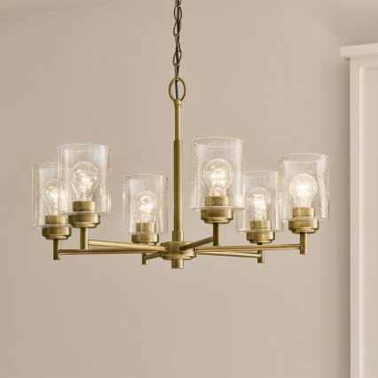 Kichler - Κρεμαστό φωτιστικό οροφής WINSLOW 6xE27/60W/230V διάμετρος 66 cm ορείχαλκος