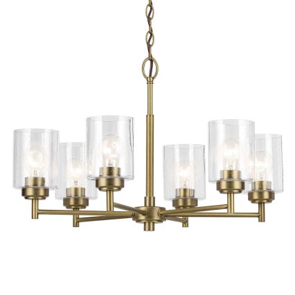 Kichler - Κρεμαστό φωτιστικό οροφής WINSLOW 6xE27/60W/230V διάμετρος 66 cm ορείχαλκος