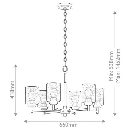 Kichler - Κρεμαστό φωτιστικό οροφής WINSLOW 6xE27/60W/230V διάμετρος 66 cm ορείχαλκος