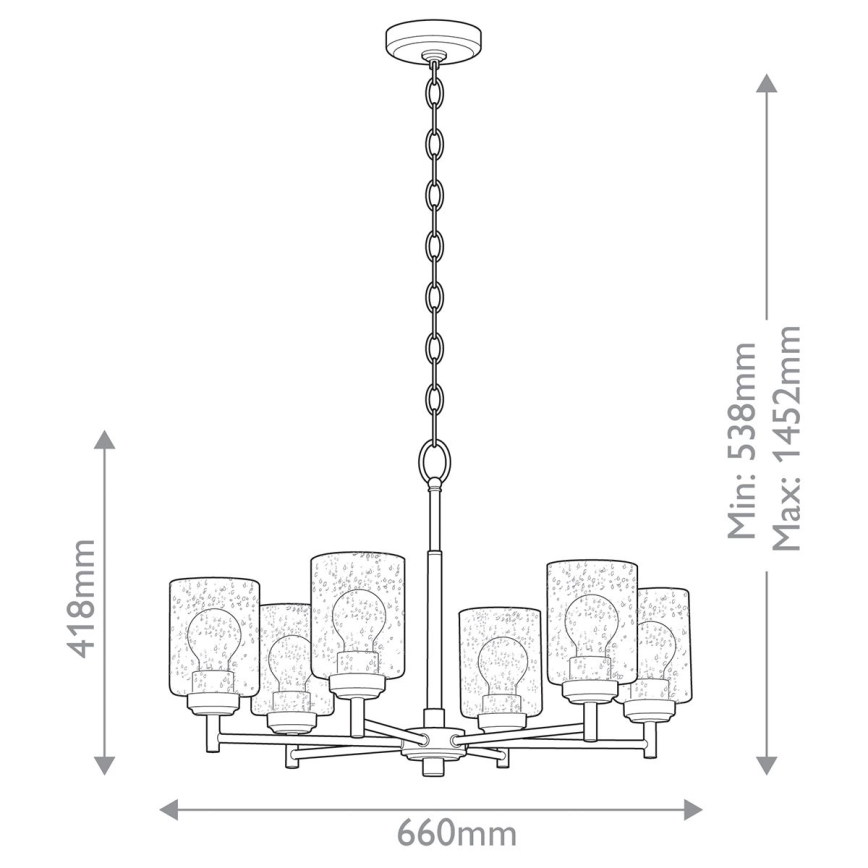 Kichler - Κρεμαστό φωτιστικό οροφής WINSLOW 6xE27/60W/230V διάμετρος 66 cm ορείχαλκος