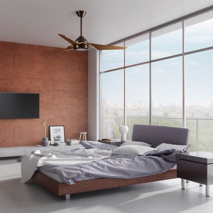 Kichler - LED ρυθμιζόμενος οροφής ανεμιστήρας JADE LED/18W/230V καφέ + τηλεχειριστήριο