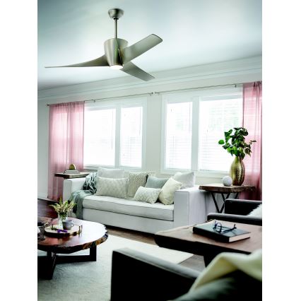 Kichler - LED ρυθμιζόμενος οροφής ανεμιστήρας PHREE LED/10W/230V ασημί + τηλεχειριστήριο