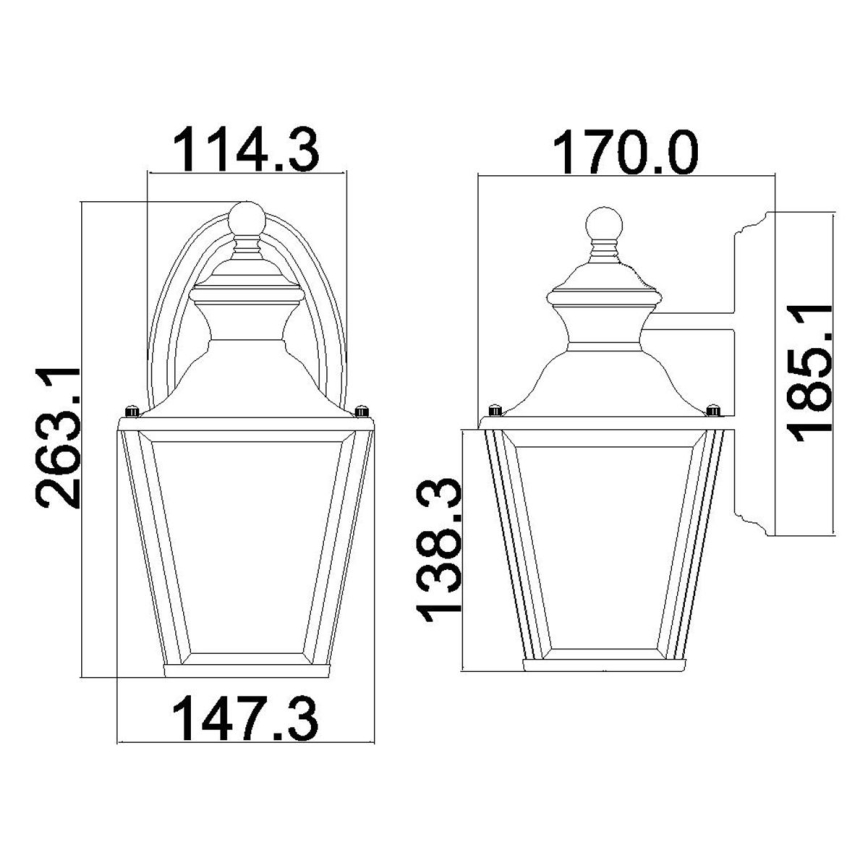Kichler - Επιτοίχιο φωτιστικό εξωτερικού χώρου BAY SHORE 1xE27/60W/230V IP44 χρυσό