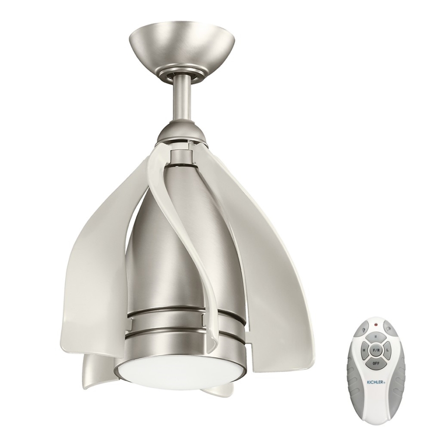 Kichler - Ανεμιστήρας οροφής LED Dimmable TERNA LED/10W/230V ματ χρώμιο/λευκό + τηλεχειριστήριο