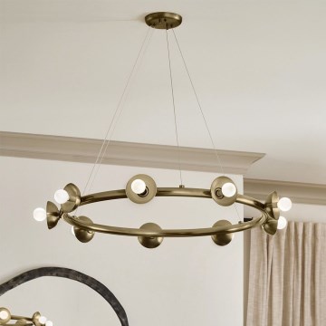 Kichler - Κρεμαστό φωτιστικό με καλώδιο PALTA 9xE14/40W/230V χρυσό