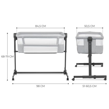 KINDERKRAFT - Λίκνο - Κούνια μωρού NESTE UP 2 ανοιχτό γκρι