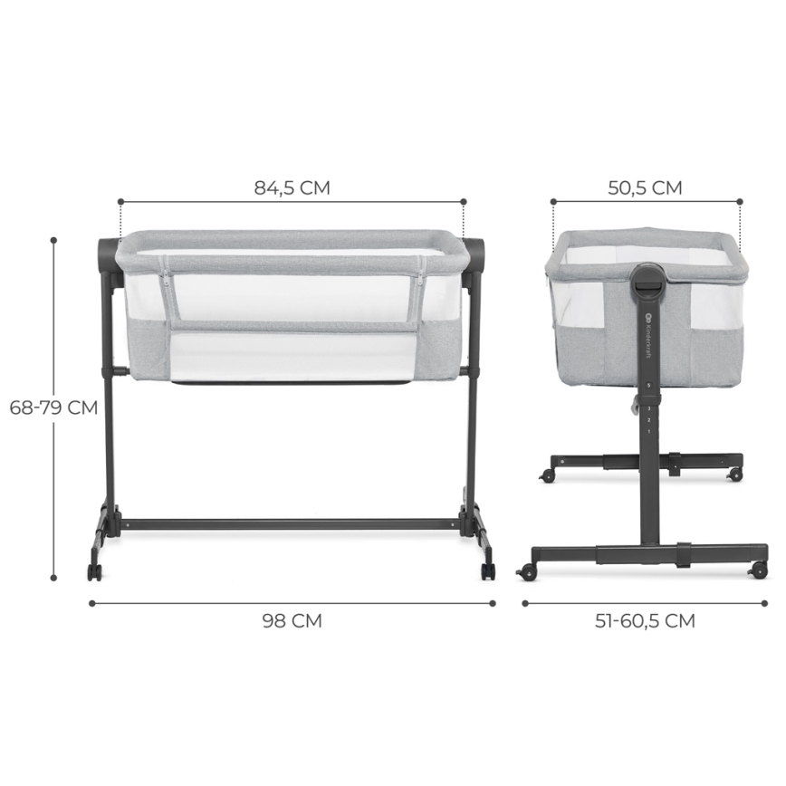 KINDERKRAFT - Λίκνο - Κούνια μωρού NESTE UP 2 ανοιχτό γκρι