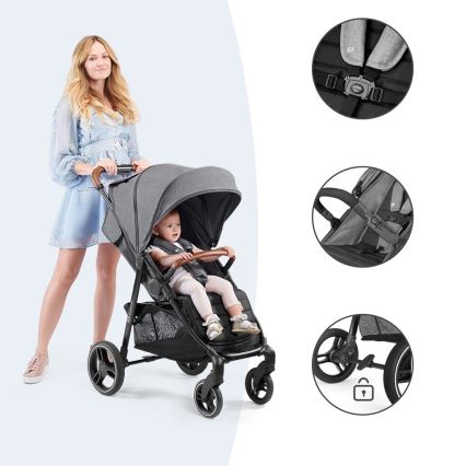 KINDERKRAFT - Καροτσάκι GRANDE PLUS γκρι