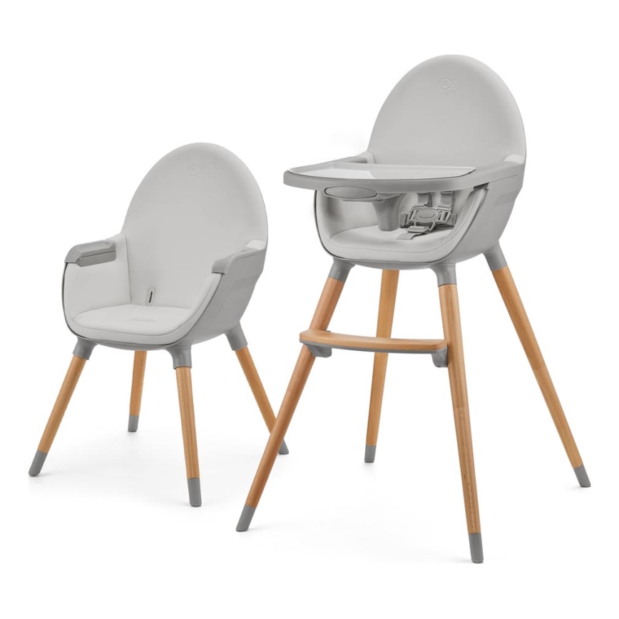 KINDERKRAFT - Παιδική καρέκλα φαγητού 2 σε 1 FINI2 οξιά/γκρι