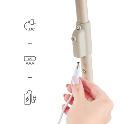 KINDERKRAFT - Παιδική κούνια με μελωδία SWINGEE μπεζ 4xAAA/230V