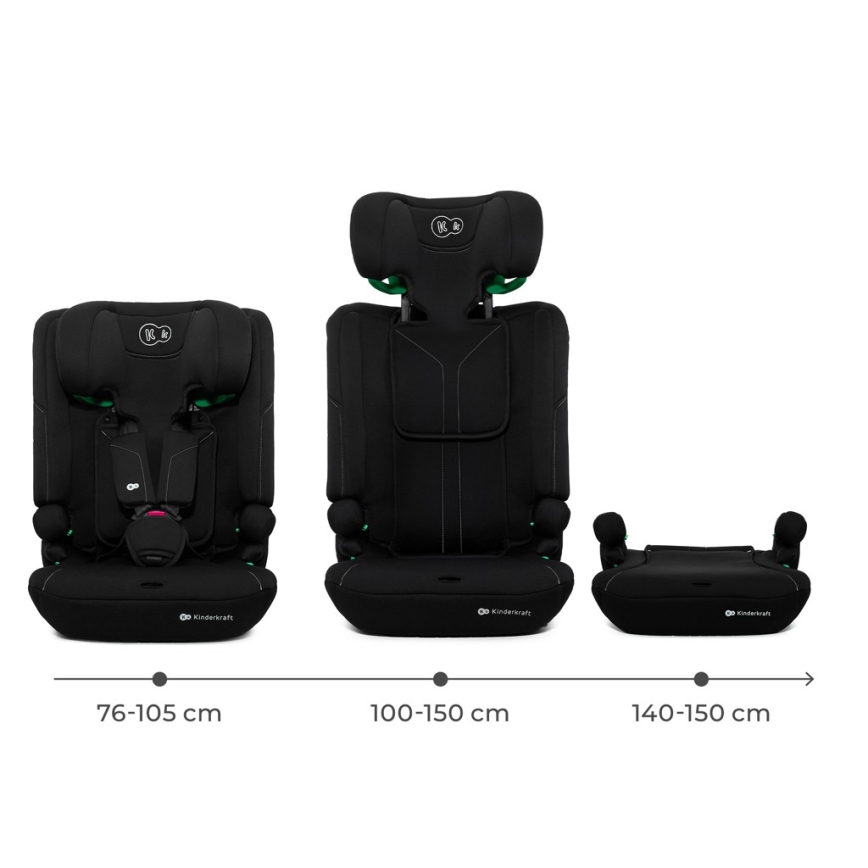KINDERKRAFT - Παιδικό κάθισμα αυτοκινήτου I-COMFY i-Size 76-150 cm, μαύρο