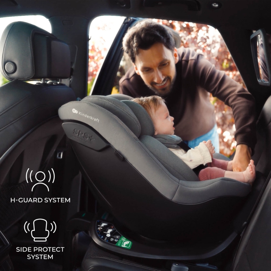 KINDERKRAFT - Παιδικό κάθισμα αυτοκινήτου I-GUARD i-Size 40-105 cm γκρι